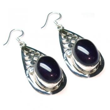 Pure silver purple amethyst jali cut ethnic style earrings